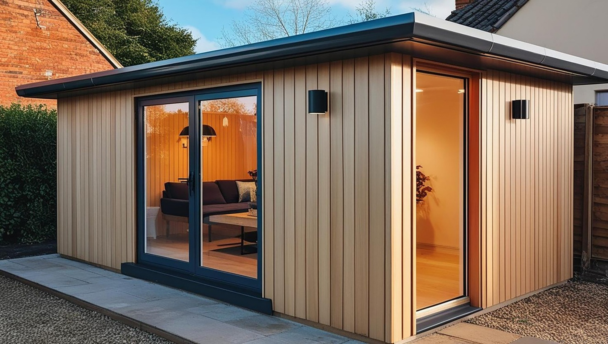 AI 3D render for a garden room installation in West Sussex