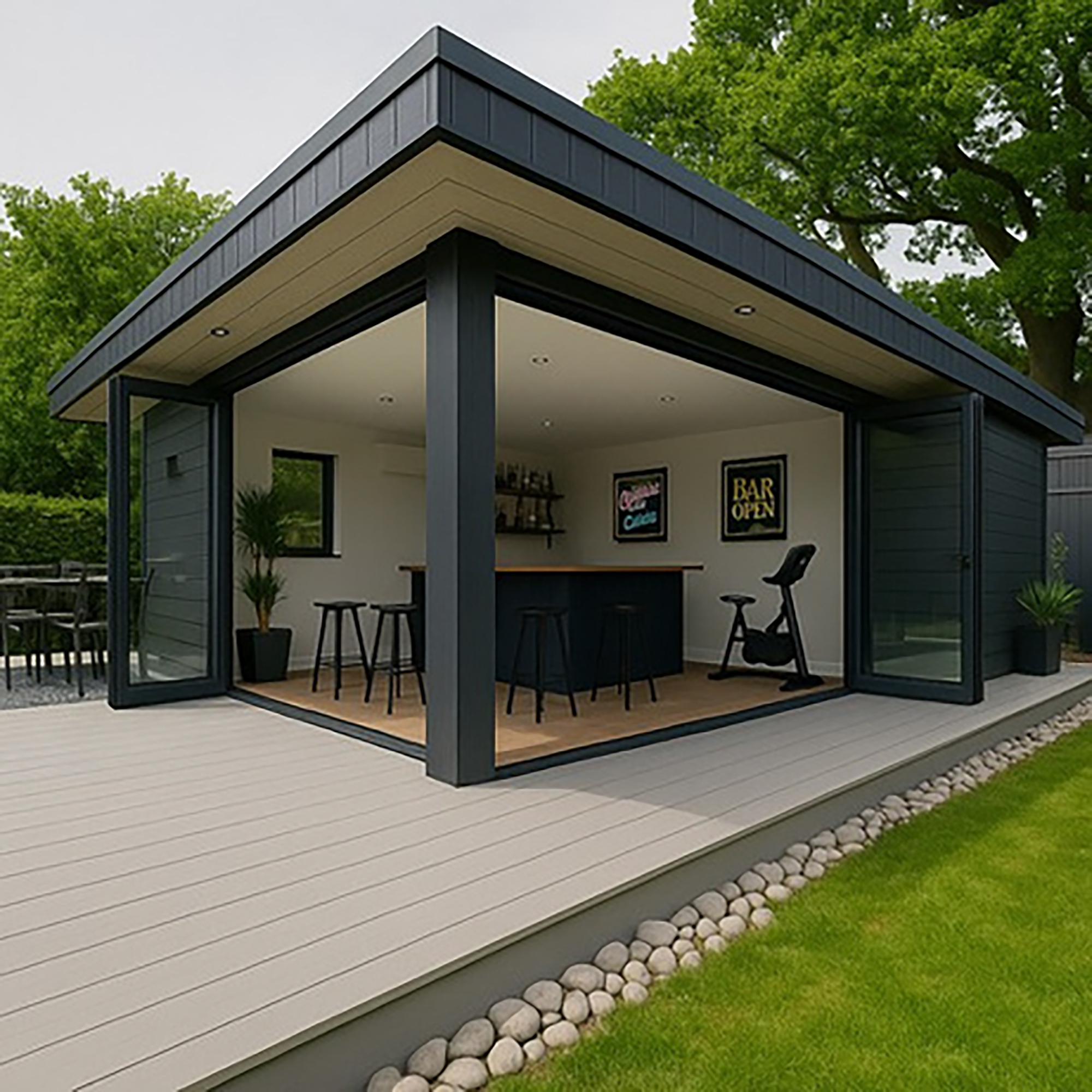 AI 3D render for a garden room installation in West Sussex called The Clarence